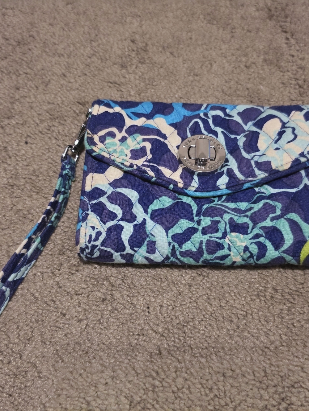 Vera Bradley Blue Multi Quilted Floral Wristlet